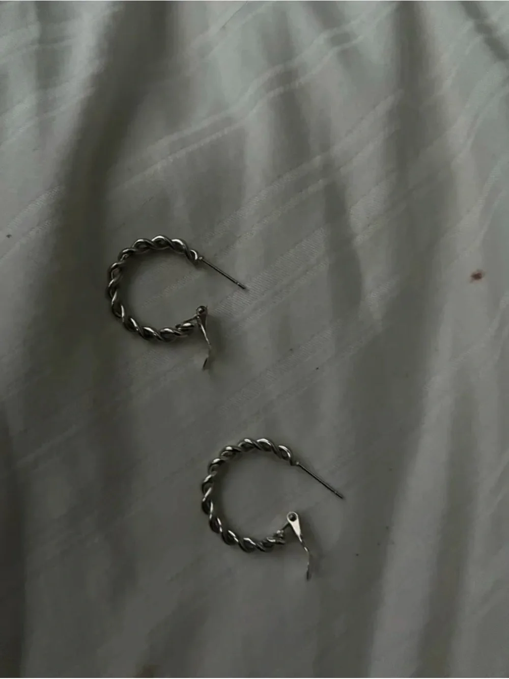 Mini Silver Thick Twisted Hoops